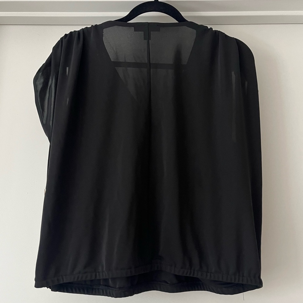 INC International Concepts | Ruched Shoulder Surplice Top | Black | XL - Picture 2 of 2